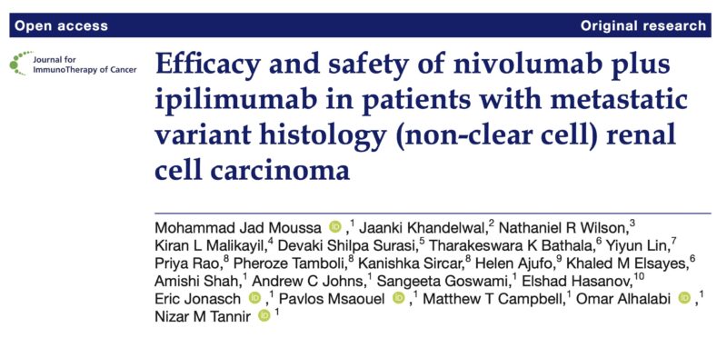 Mohammad Jad Moussa: Nivolumab plus ipilimumab in metastatic variant histology renal cell carcinoma