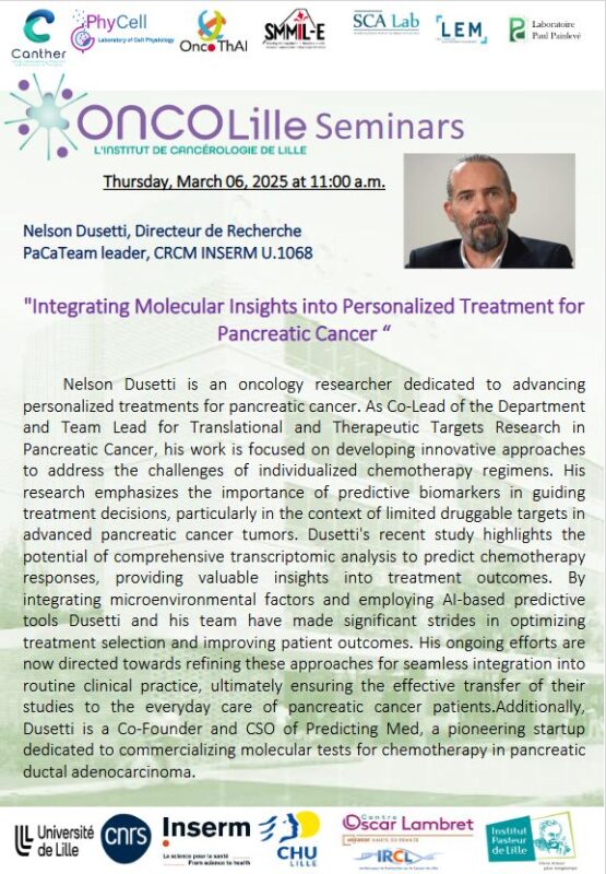 Nelson Dusetti: Honored to present a seminar at ONCOLille Institute on Personalized Treatment for Pancreatic Cancer