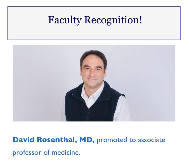 David Rosenthal: I’m starting a new position as an Associate Professor at Yale School of Medicine