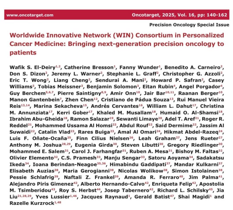 Wafik S. El-Deiry: Worldwide Innovative Network Consortium in Personalized Cancer Medicine