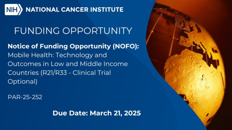 Funding opportunity: Mobile Health - NCI Center for Global Health