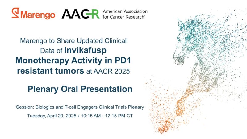 We are proud to share that Marengo will be presenting during the Clinical Plenary Oral Session at the upcoming AACR Annual Meeting – Marengo Therapeutics