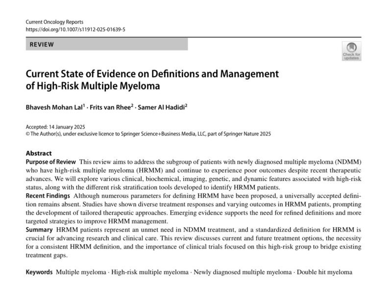 Samer Al Hadidi: Current State of Evidence on Definitions and Management of High-Risk Multiple Myeloma