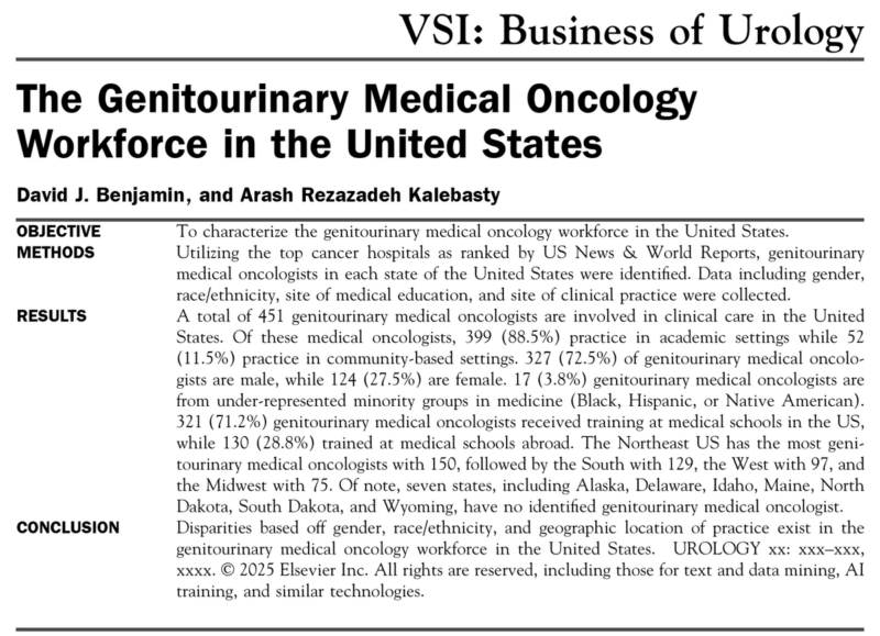 David J. Benjamin: How many GU medical oncologists are in the US, and where do they practice