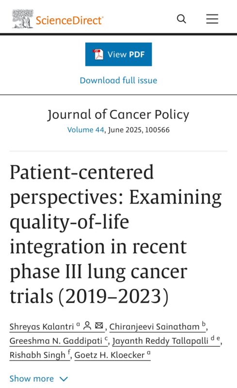 Shreyas Kalantri: Examining QoL Integration in Recent Phase III Lung Cancer Trials