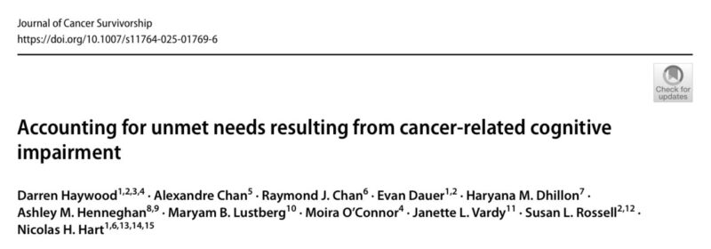 Nicolas Hart: CRCI severity and level of psychological distress among 456 cancer survivors