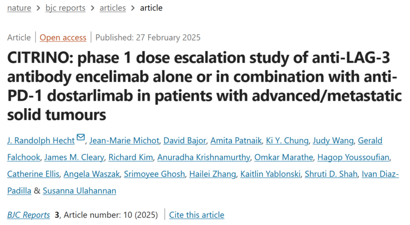 Hagop Youssoufian: Encelimab with or without dostarlimab in advanced/metastatic solid tumors