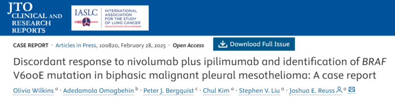 Joshua Reuss: Discordant IO response in biphasic diffuse pleural mesothelioma