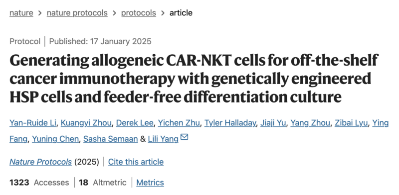 Lili Yang: Generating allogeneic CAR-NKT cells for off-the-shelf cancer immunotherapy