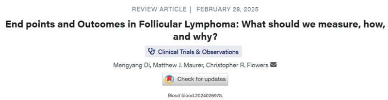 Mengyang Di: Endpoints and outcomes in follicular lymphoma