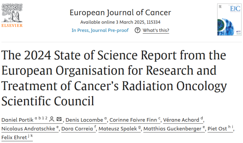 The 2024 State of Science Report from the EORTC Radiation Oncology Scientific Council - European Organisation for Research and Treatment of Cancer