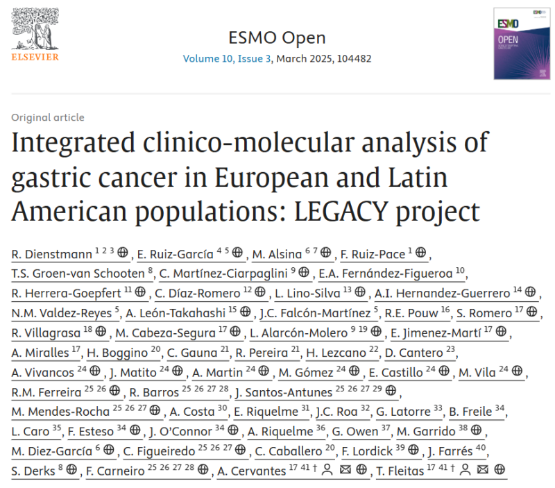 Florian Lordick: Important gastric cancer publication from LEGACY consortium connecting Latin America and Europe