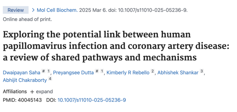 Abhishek Shankar: Exploring Link Between HPV Infection and Coronary Artery Disease