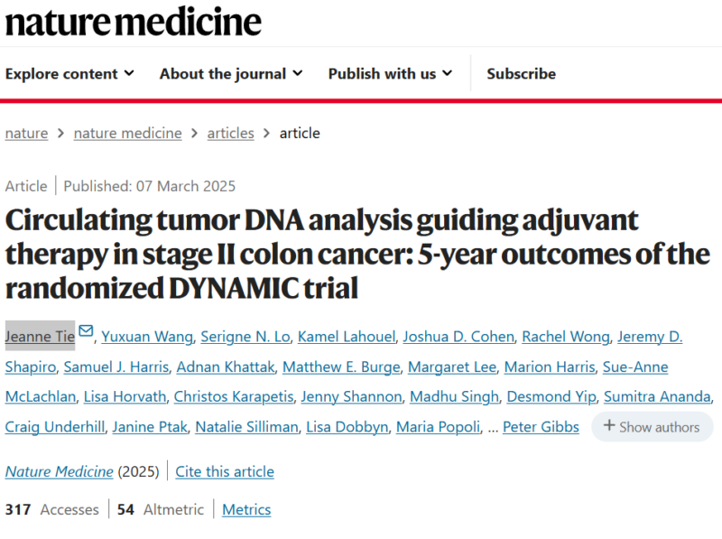 Nicholas Hornstein: DYNAMIC out now with 5 year data Stage II colon cancer