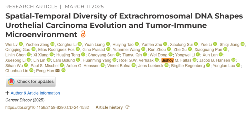 Bishoy Faltas: Spatial-temporal eDNA diversity in urothelial carcinoma and tumor immunity