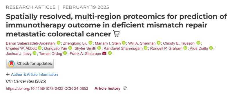 Mayo Clinic investigators identified proteins linked to immunotherapy resistance in mCRC - CRI