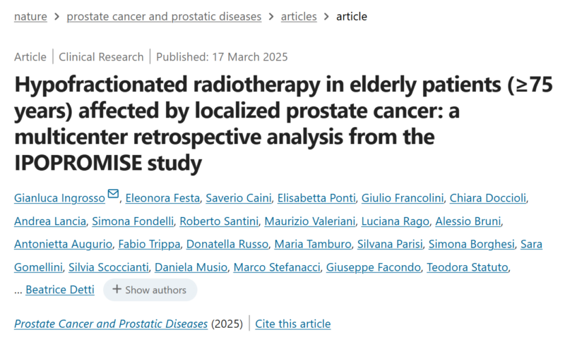 Andrea Lancia: Hypofractionated radiotherapy for localized prostate cancer in the elderly