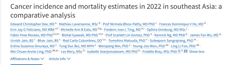 Nirmala Bhoo Pathy: Comprehensive analysis of cancer incidence and mortality across Southeast Asia