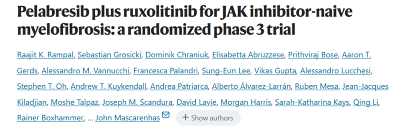 Raajit Rampal: Pelabresib plus ruxolitinib for JAK inhibitor-naive myelofibrosis