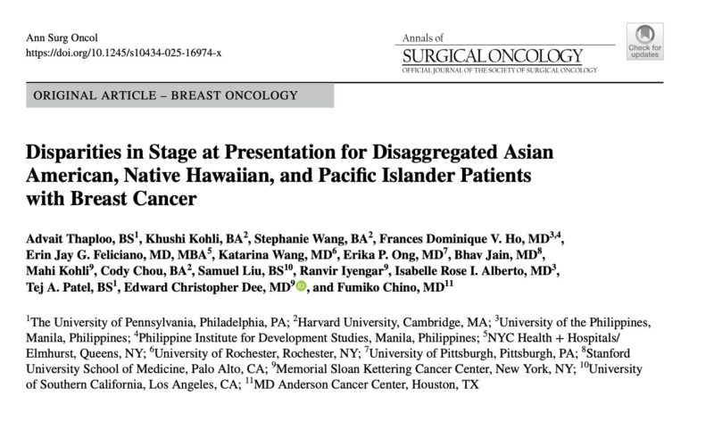 Edward Christopher Dee: The stage at presentation among disaggregated AANHPI patients with breast cancer