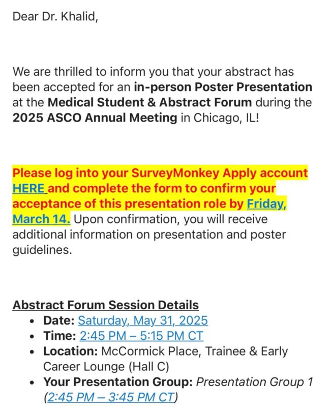 Kyaw Thein: Our HandN abstract got accepted for in-person Poster Presentation at ASCO 2025