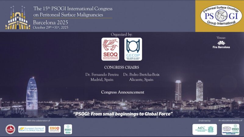 The 15th PSOGI Congress will take place in Barcelona from October 28–31, 2025