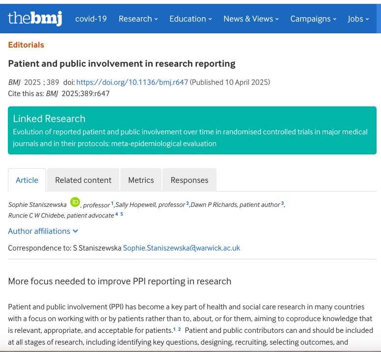 Runcie C.W. Chidebe: Patient and Public Involvement in Research Reporting