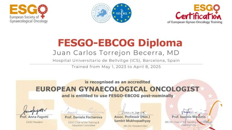 ESGO – Juan Carlos Torrejon Becerra completed the ESGO training program