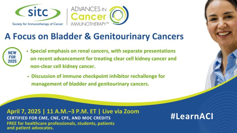 Tian Zhang invites to join The Advances in Cancer Immunotherapy webinar sponsored by SITC