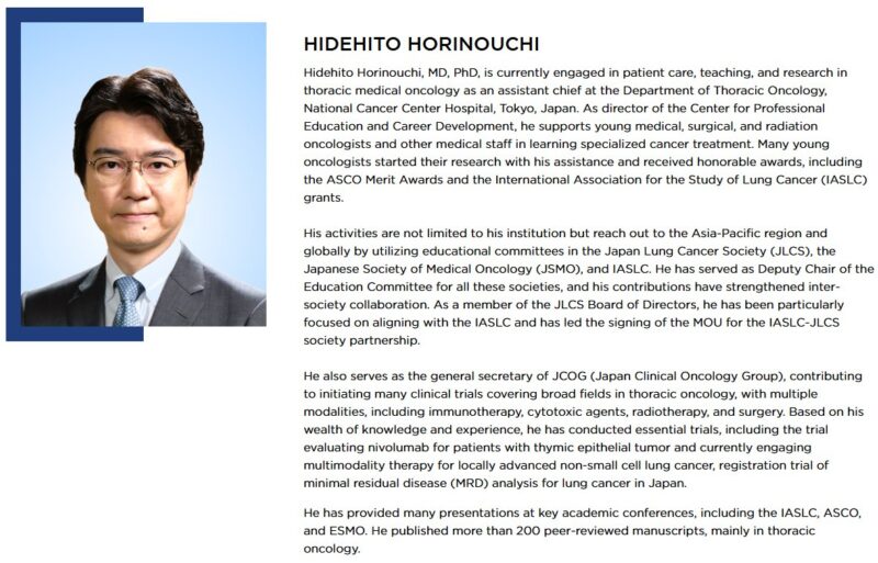Hidehito Horinouchi: Honored to have been nominated for IASLC 2025 Board of Directors Election