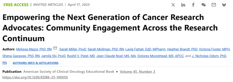 Nathan Pennell: New publication on empowering future cancer research advocates