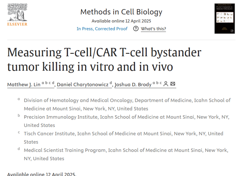 Joshua Brody: How to measure T-cell bystander tumor killing to prevent antigen escape after cancer immunotherapy