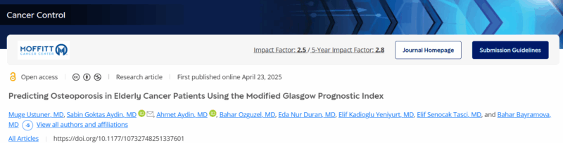 George Vlachogiannis: Modified Glasgow Prognostic Score can reliably predict osteoporosis risk in elderly cancer patients