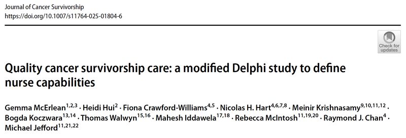 Michael Jefford: Quality cancer survivorship care - a modified Delphi study to define nurse capabilities