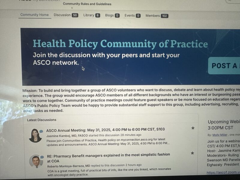 Jasmine Kamboj: Join CoP Health Policy for latest updates and announcements