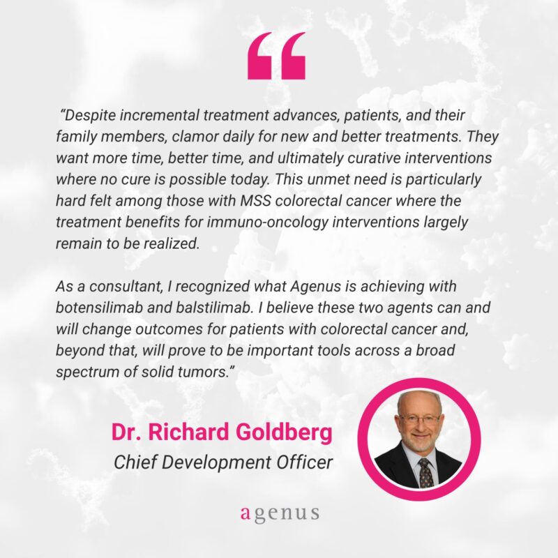 Agenus Welcomes Richard Goldberg as Chief Development Officer