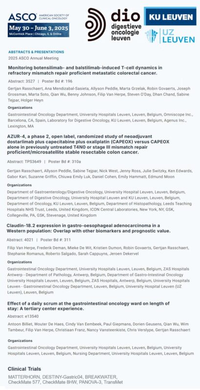 Gertjan Rasschaert: Digestive Oncology Leuven is well represented at ASCO25