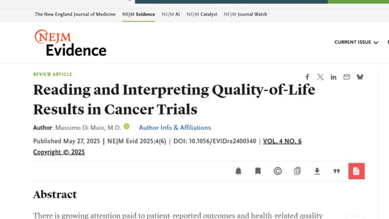 Nina Niu Sanford: A good primer on complexities of measuring QOL in cancer clinical trials