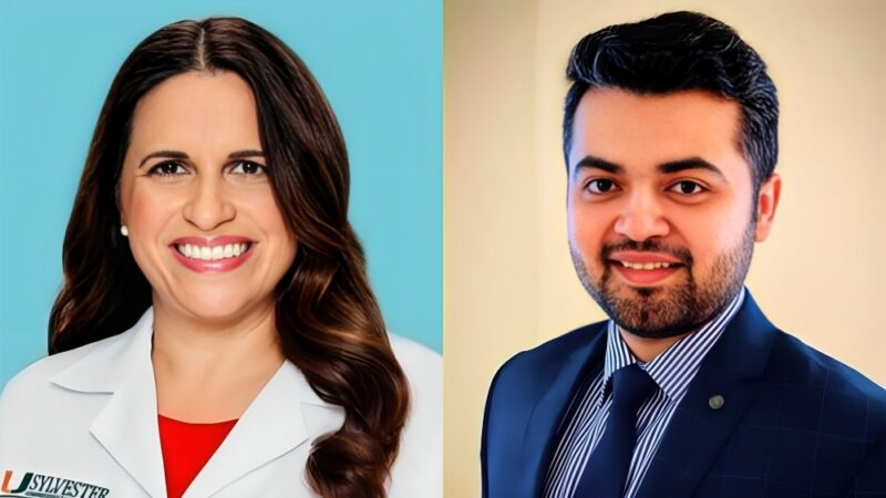 Estela Rodriguez congratulates Chinmay Jani on being named GRACE 2025-2026 Education Ambassador