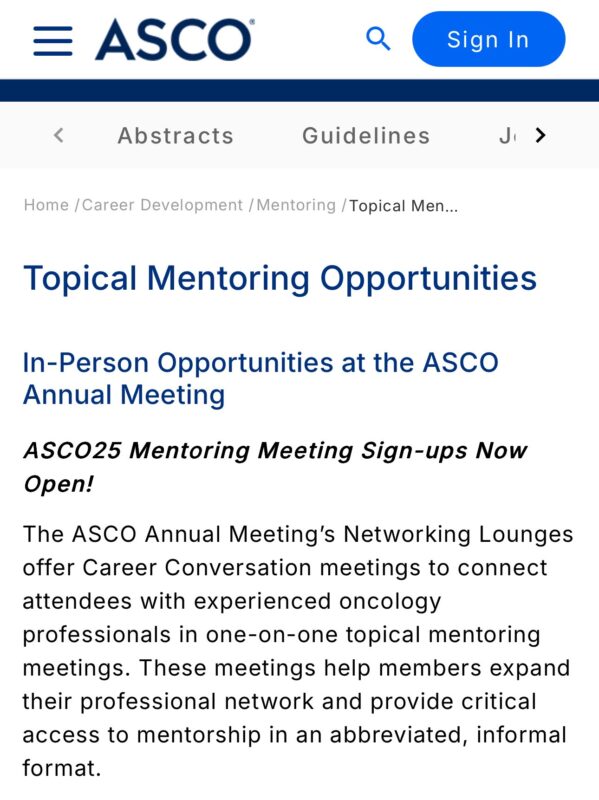 Samer Al Hadidi: Sign Up for One-to-One Topical Mentoring Opportunities at ASCO25