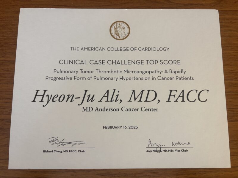 Hyeon-Ju (HJ) Ali: Case presented at ACC CardioOnc 2025