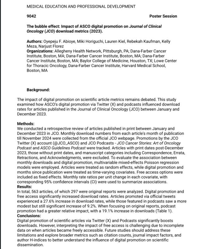 Oyepeju Abioye-Akintola: Thrilled to Present SoMe Research at ASCO2025