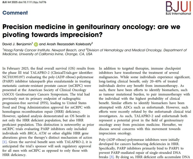 David J. Benjamin: Precision Medicine in Genitourinary Oncology - Are We Pivoting Towards Imprecision?