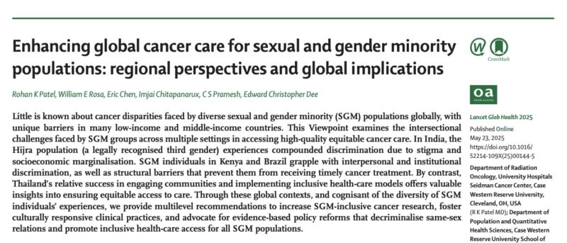 Edward Christopher Dee: Shedding Light on Cancer Care for SGM People Around the World