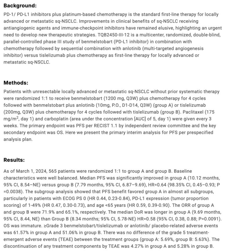 Diego A. Díaz García: sq-NSCLC Data Shows Benmelstobart Plus Chemo as Promising New 1L Option