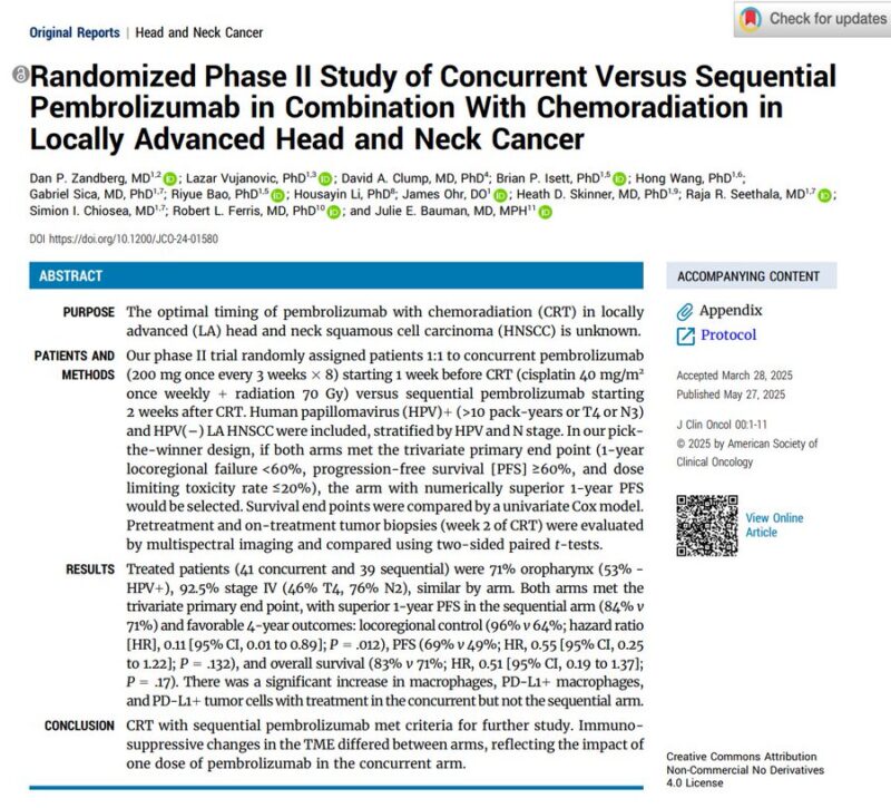 C. Jillian Tsai: Phase II Study of Pembrolizumab and Chemoradiation in Head and Neck Cancer