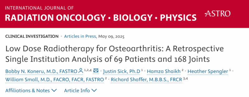 Bobby Koneru: First Modern American Case Series on Treating Osteoarthritis with Low-Dose Radiotherapy