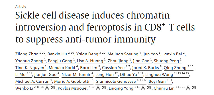 Pavlos Msaouel: SCD induces chromatin introversion and ferroptosis in CD8+ T cells to suppress anti-tumor immunity