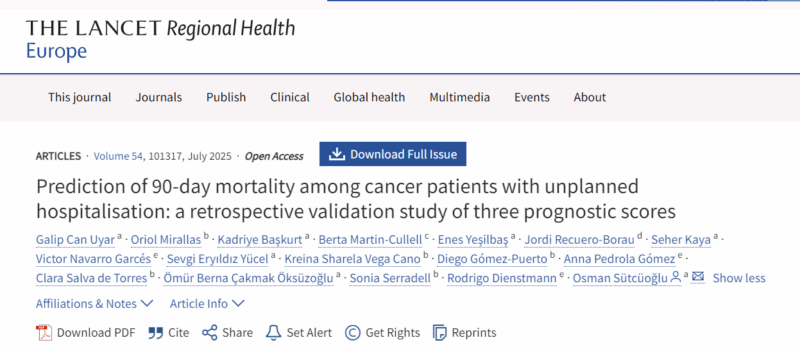 Galip Can Uyar: Prediction of 90-day Mortality Among Cancer Patients with Unplanned Hospitalisation