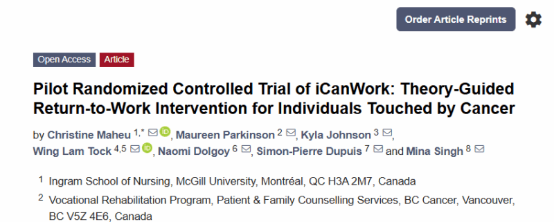 Theory-Guided Return-to-Work Intervention for Individuals Touched by Cancer - Christine Maheu